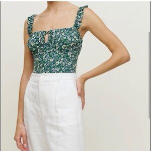 Reformation Floral Cortes Zip Up Tank Top